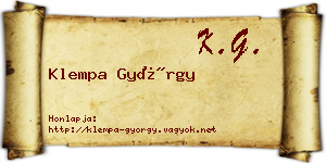 Klempa György névjegykártya