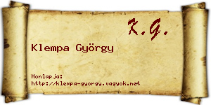 Klempa György névjegykártya